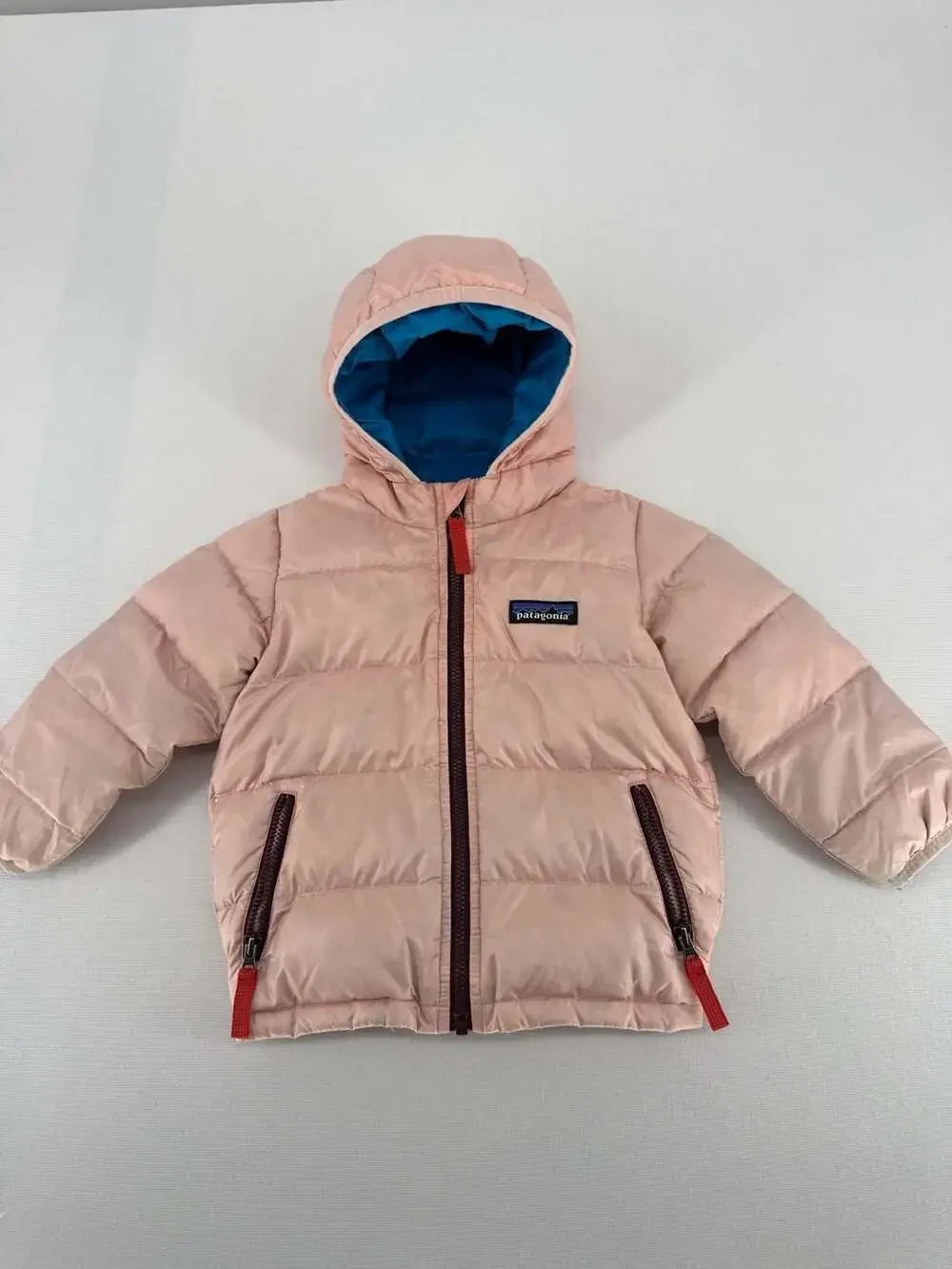 Patagonia Baby Hi-Loft Down Sweater Hoody Size 6-12M Pink Puffer